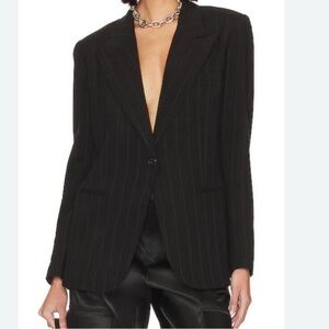 Smythe | 90's Blazer Oversized Black Pinstripe Jacket Single Button Size XS